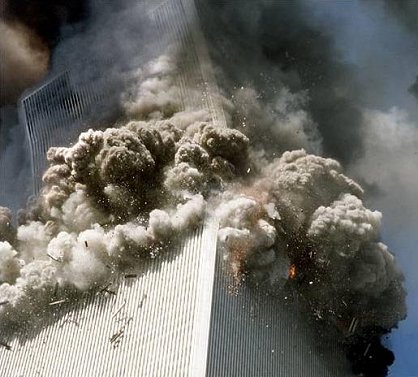 WTC top explodes