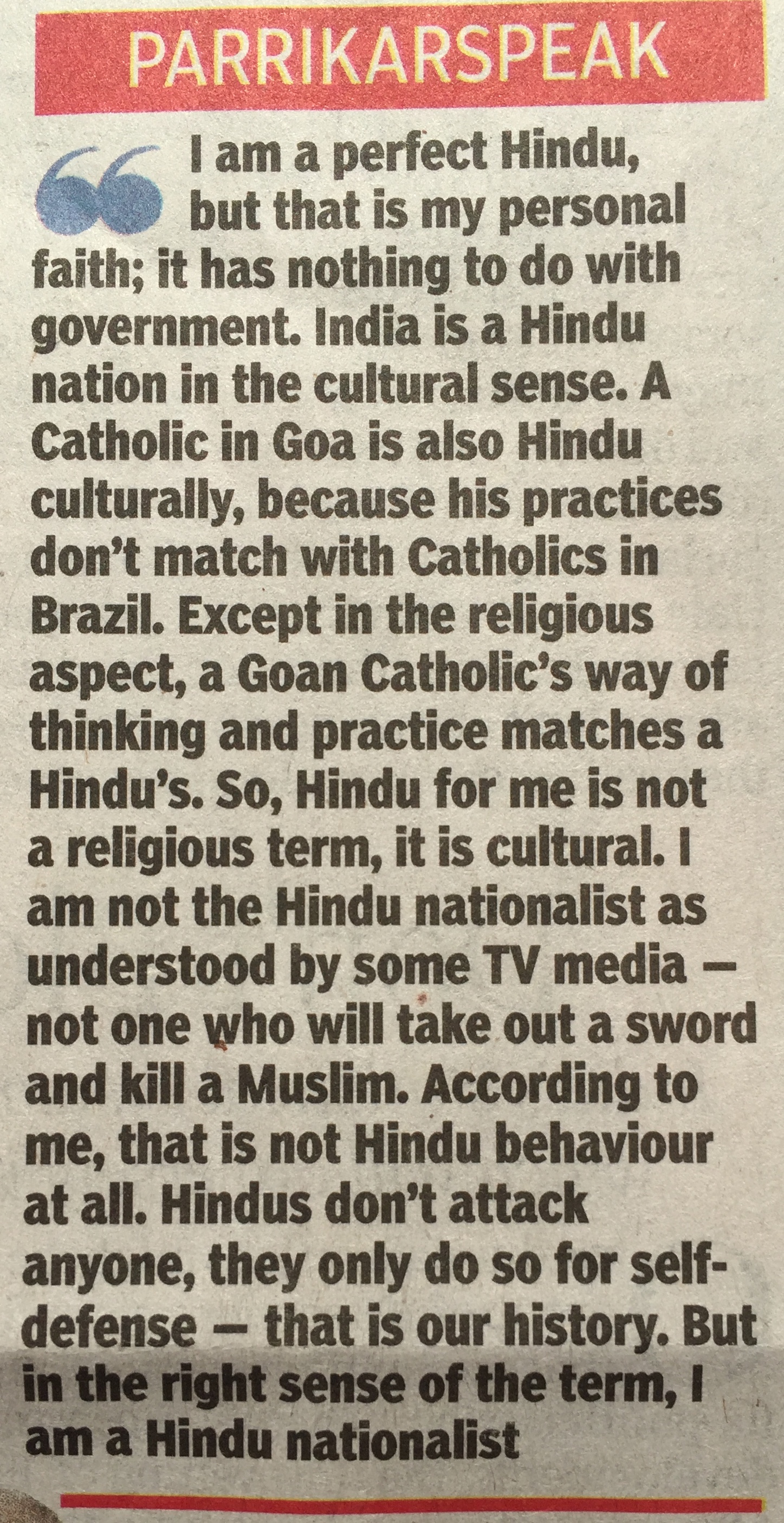 Parrikar, Times of India, March 18, p 11