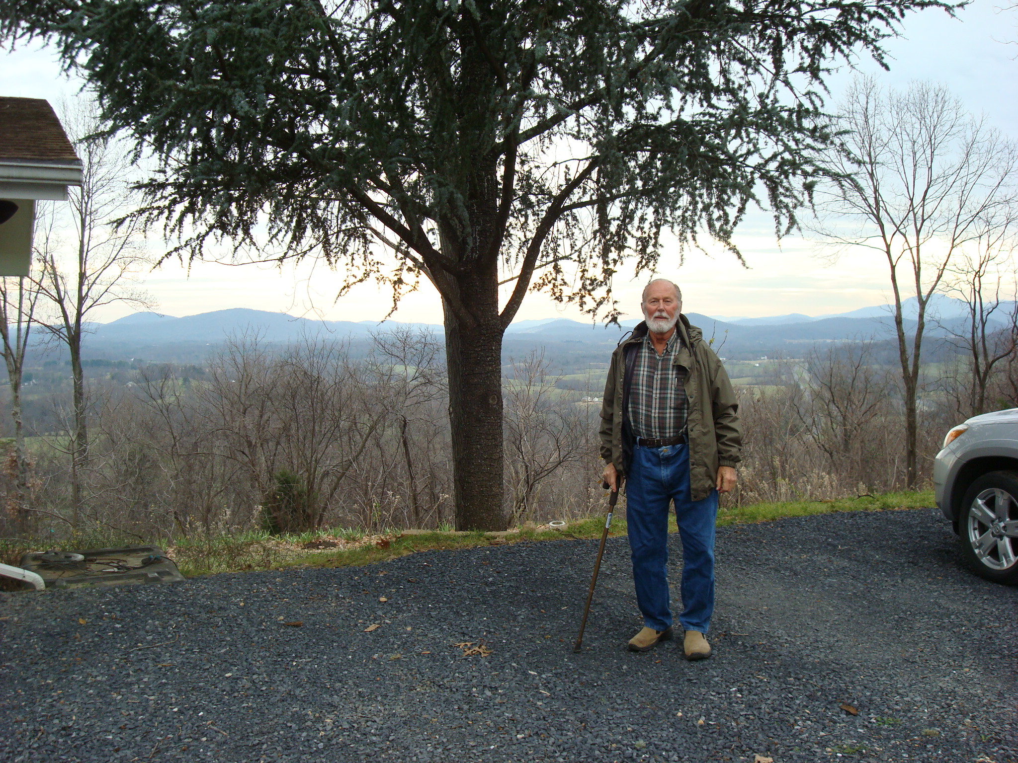 at his home